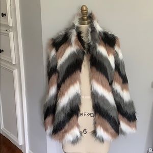 Chic Striped Faux Fur Teddy Jacket